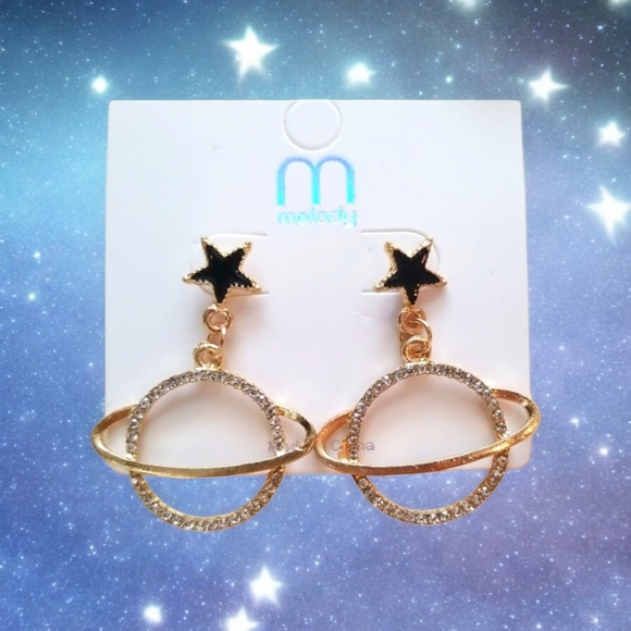 Planet Star World Crystal Earrings - Picture 2 of 4